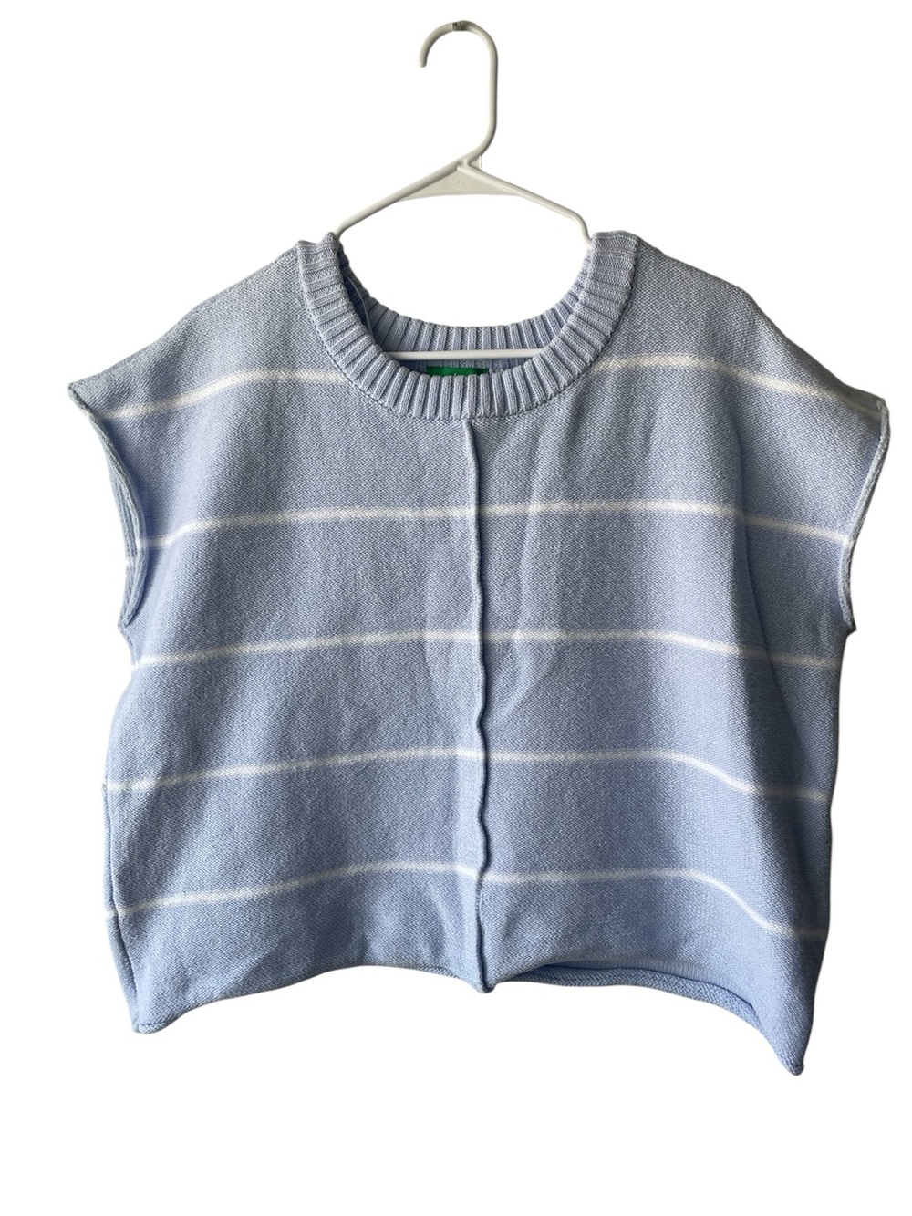 dip Light Blue and White Striped Sleeveless Knit Top
